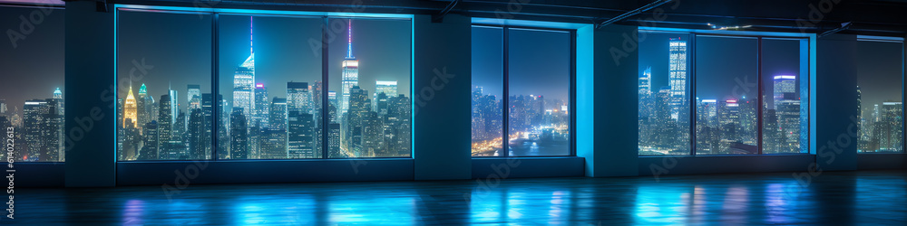 Poster generative ai panoramic view of futuristic geometric shapes design empty floor with kuala lumpur cit