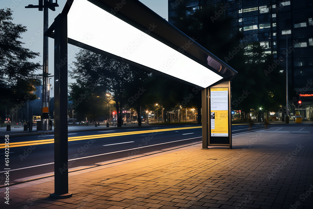 Aufkleber generative ai jakarta, 11 june 2023 - empty bus stop in the jakarta, small shelters for public trans