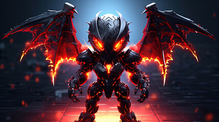 3d red and black dragon man