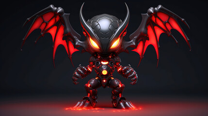 3d red and black dragon man