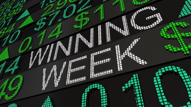 Winning Week Great Stock Market Performance Increase Bull Share Prices 3d Animation