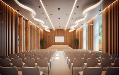 Generative AI A wood panelled university lecture theatre/conference hall