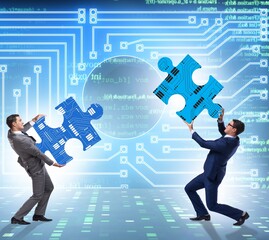 Digital transformation concept with jigsaw puzzle