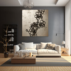 Generative AI modern interior room with nice furniture. 3d illustration