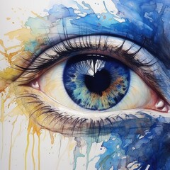 An Eye for Art - a Hauntingly Beautiful Watercolor Eye: Intricate Detail and Vibrant Iris Captured in Watercolor Artistry