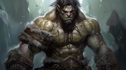 A half-orc barbarian with a mysterious curse that grants him immense strength.