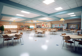 Fototapeta na wymiar Generative AI View of the interior of elementary school.