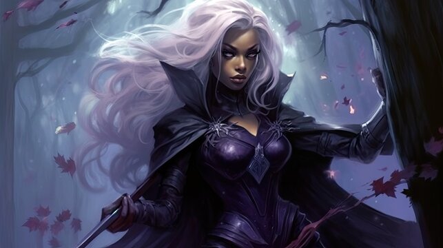 A drow assassin with a pair of enchanted daggers.