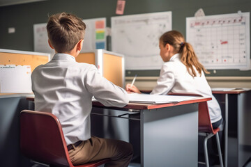 Obraz premium Generative AI Class in a French high school