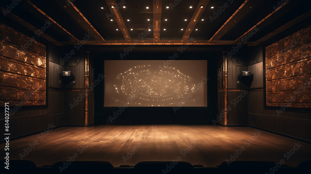 Poster generative ai dark film theater with projection light and empty seats