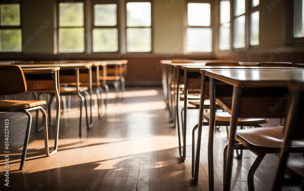 Poster generative ai interior of an empty college class