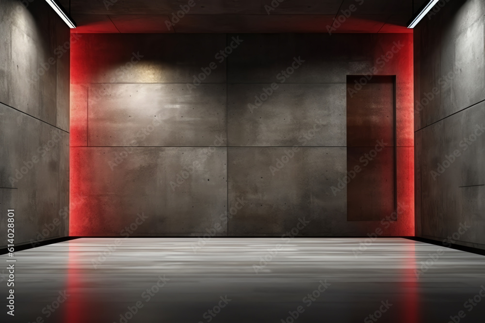 Poster generative ai abstract 3d rendering of empty concrete room with light and shadow on the wall.
