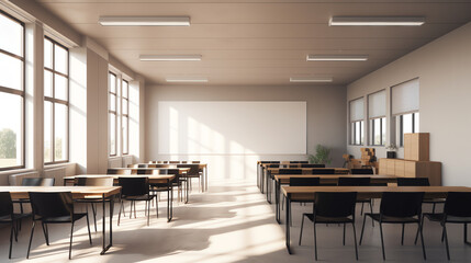 Generative AI Interior of modern empty classroom