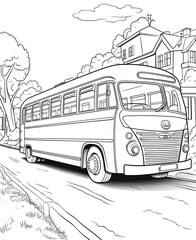 Generative AI Bus stop graphic black white sketch illustration vector
