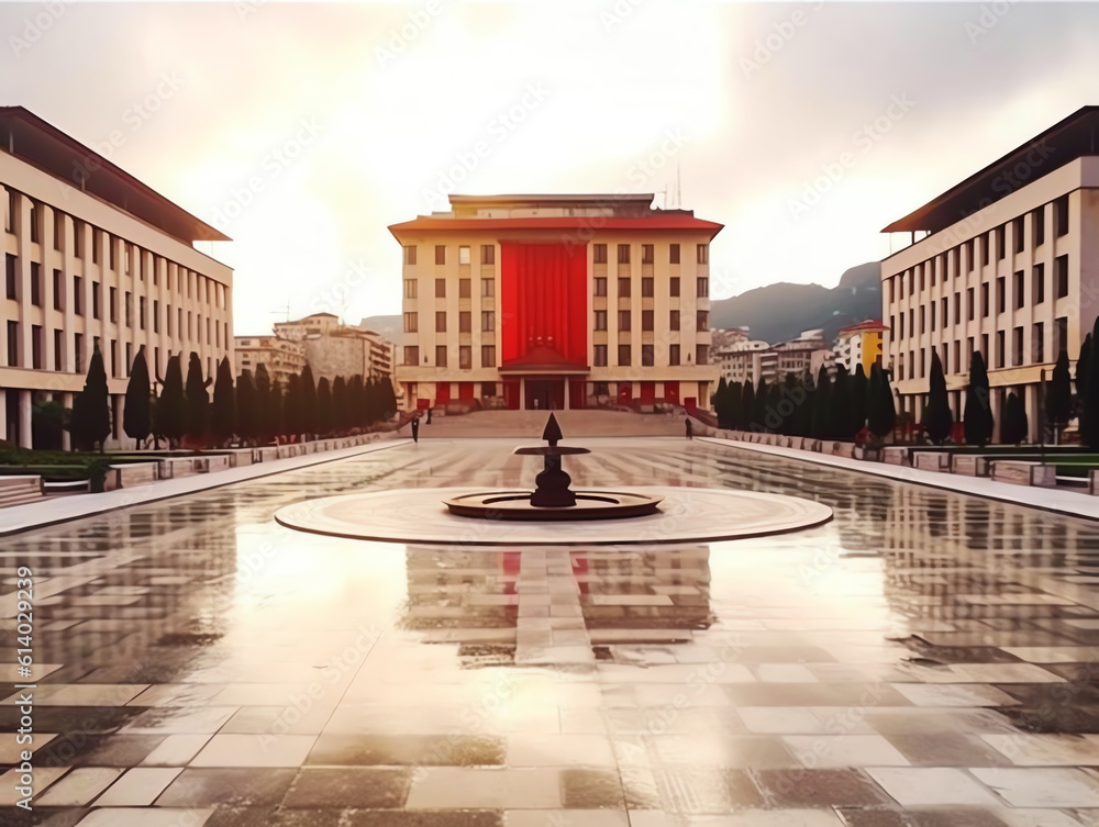 Poster generative ai view of city square in china.