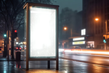 Generative AI Bus stop with advertising board