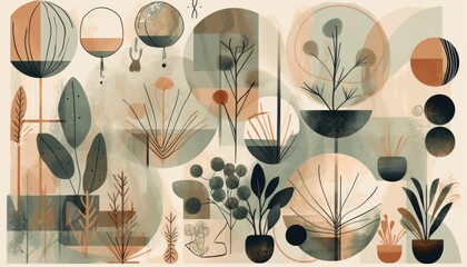 A Collection of Geometric Shapes and Plants