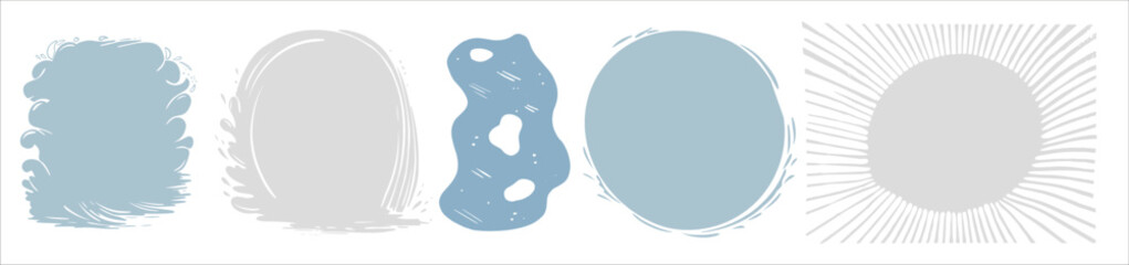 Set of abstract backgrounds. Blots and handwriting shading. Stroke and stitching shapes. Good for skies and suns, waves