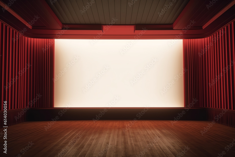 Poster generative ai movie theater with blank screen / high contrast image