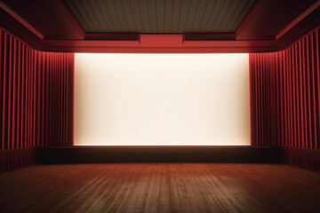 Generative AI Movie Theater with blank screen / High contrast image