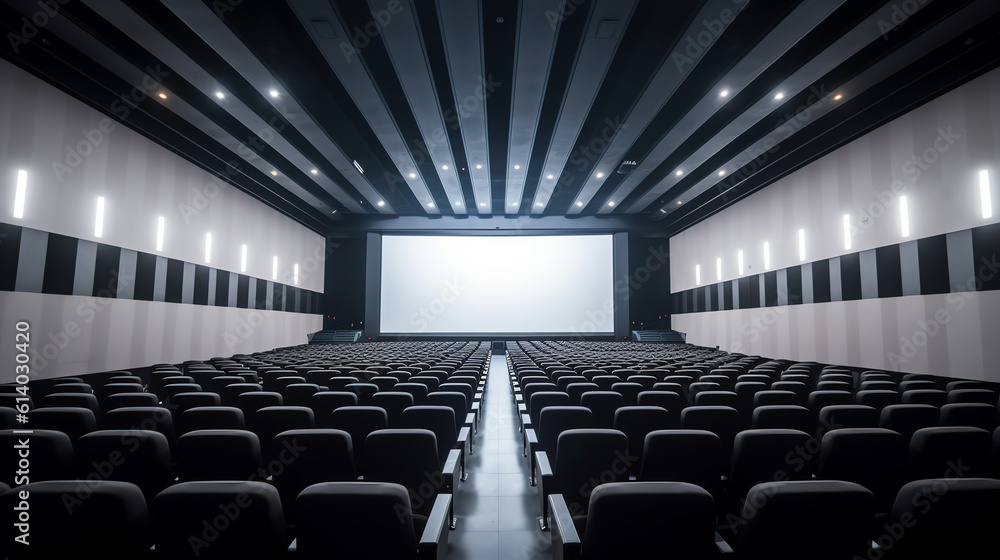 Poster Generative AI View of empty cinema with comfortable chairs