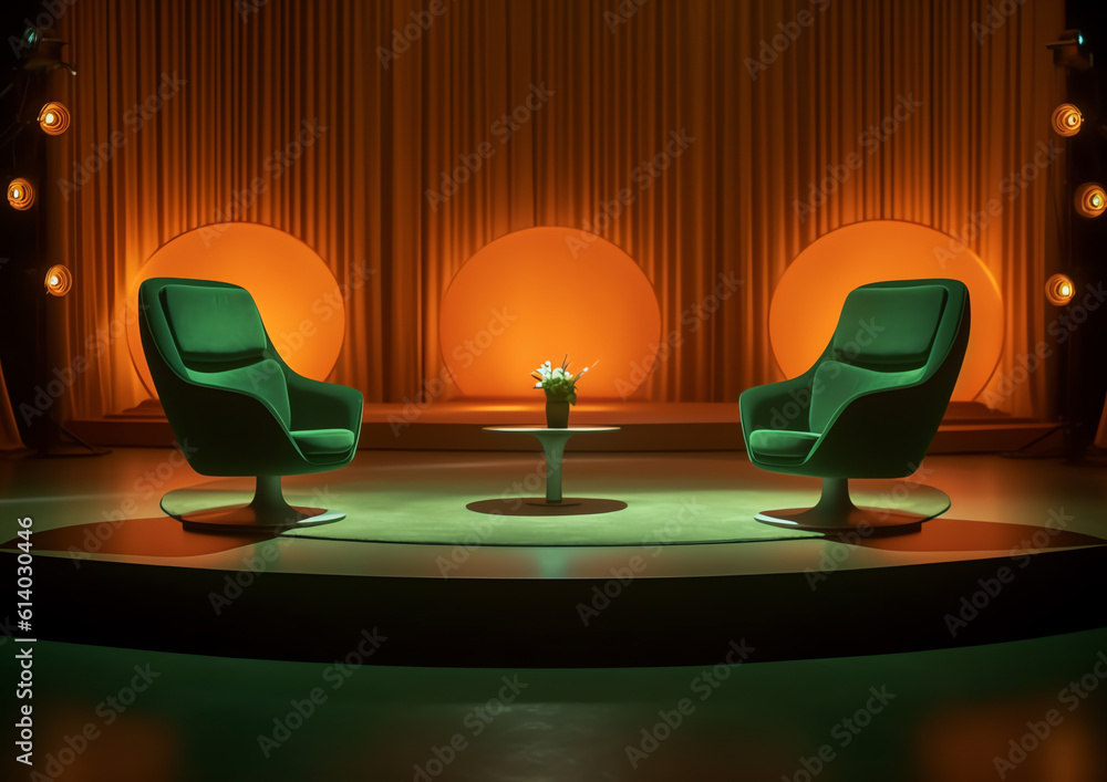 Aufkleber Generative AI View of empty cinema with comfortable chairs