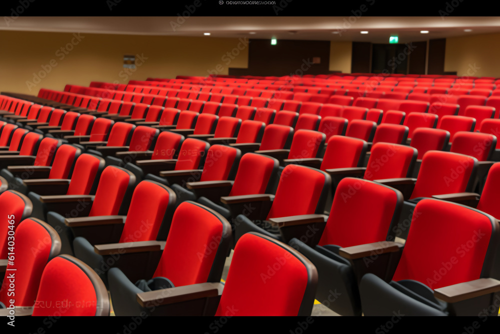 Poster Generative AI Empty rows of red theater or movie seats