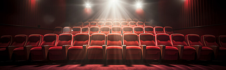 Generative AI Rows of red cinema or theater seats isolated on black background. And also includes EPS 10 vector