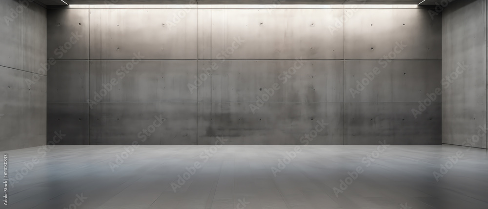 Poster generative ai perspective view of empty concrete floor with cement structure and wooden wall buildin