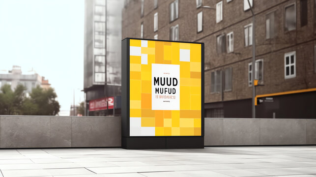 Generative AI bus stop advertising mockup 3d rendering
