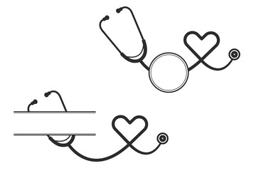 Stethoscope Monogram Vector, Medical tools Monogram Vector, Stethoscope illustration, Doctor, Nurse, Health, illustration, Clip Art, medical illustration