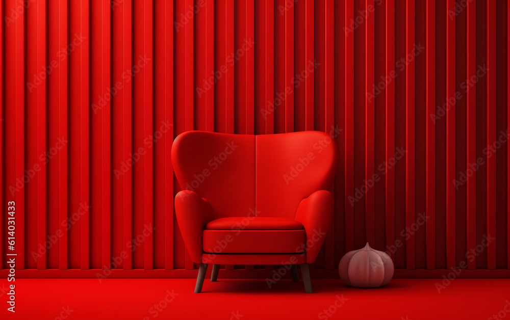 Poster generative ai cinema red cozy seat. armchair with comfortable elbows. 3d rendering.