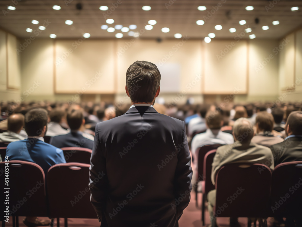 Poster generative ai business conference and presentation in conference hall