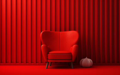 Generative AI Cinema Red Cozy Seat. Armchair With Comfortable Elbows. 3d Rendering.