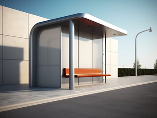 Generative AI Bus Stop Bus Shelter Mockup with white Background 3D Rendering