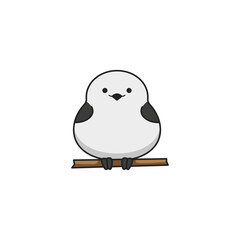 Cute cartoon hokkaido bird sitting on a branch. Vector illustration.