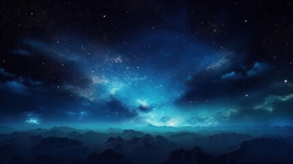 Fototapeta na wymiar Panorama dark blue night sky. Milky way and stars on dark background