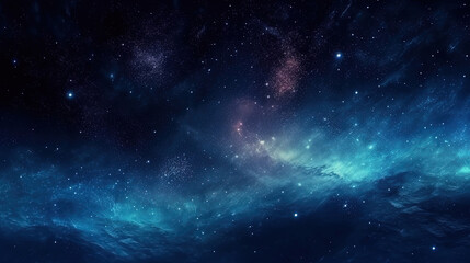Naklejka na ściany i meble Panorama dark blue night sky. Milky way and stars on dark background