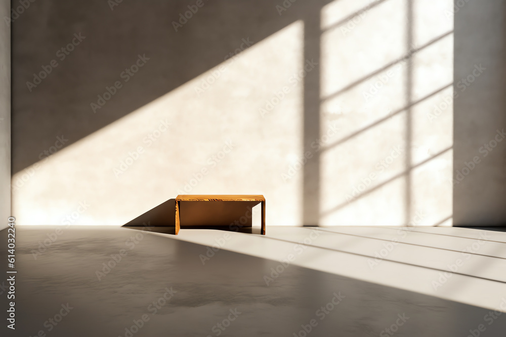 Poster generative ai abstract 3d rendering of empty concrete room with light and shadow on the wall.