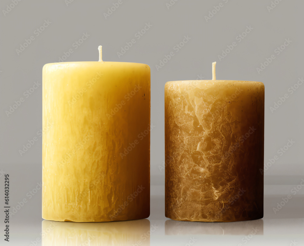 Poster generative ai white prayer candles both lit and empty.