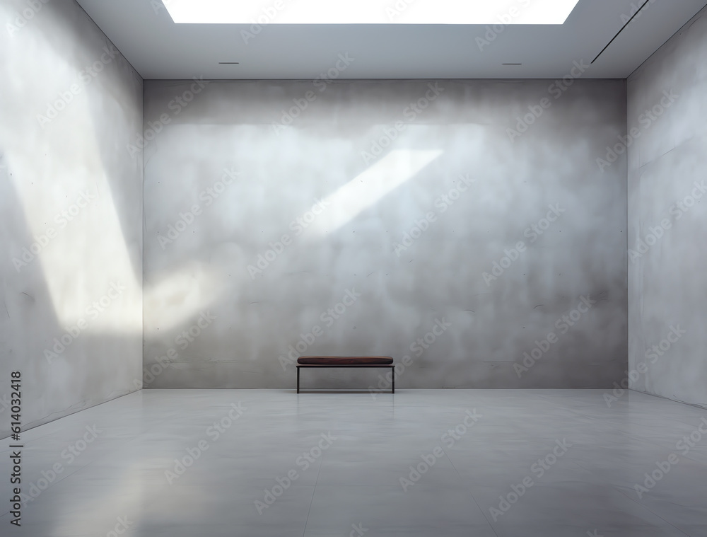 Poster generative ai abstract 3d rendering of empty concrete room with light and shadow on the wall.