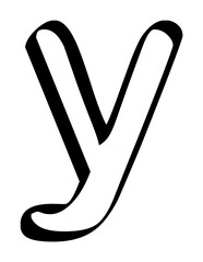 Modern lowercase letter y alphabet character isolated on transparent background. Classic lettering minimal fashion design.