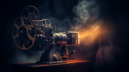 Fototapeta premium Generative AI photo of an old movie projector