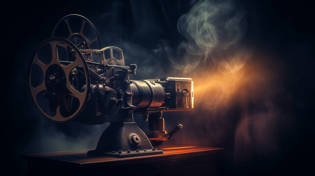 Generative AI photo of an old movie projector
