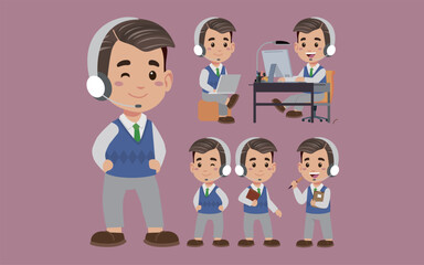 Fototapeta premium Call center and customer service character