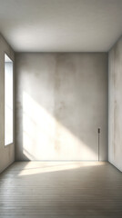 Generative AI 3d rendering of empty concrete room with light and shadow on the curve wall.
