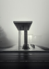 Generative AI An empty bus stop along the road