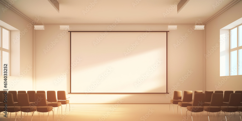 Poster generative ai empty cinema screen with audience. material for designers