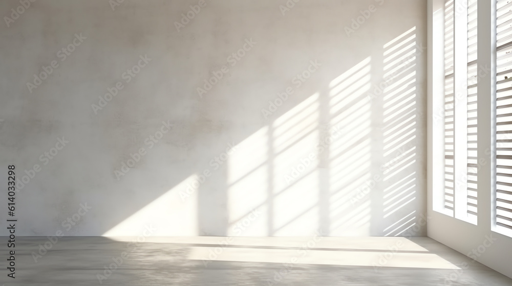 Poster generative ai abstract 3d rendering of empty concrete room with light and shadow on the wall.