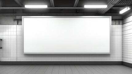Generative AI Mockup image of Blank billboard white screen posters and led in the subway station for advertising